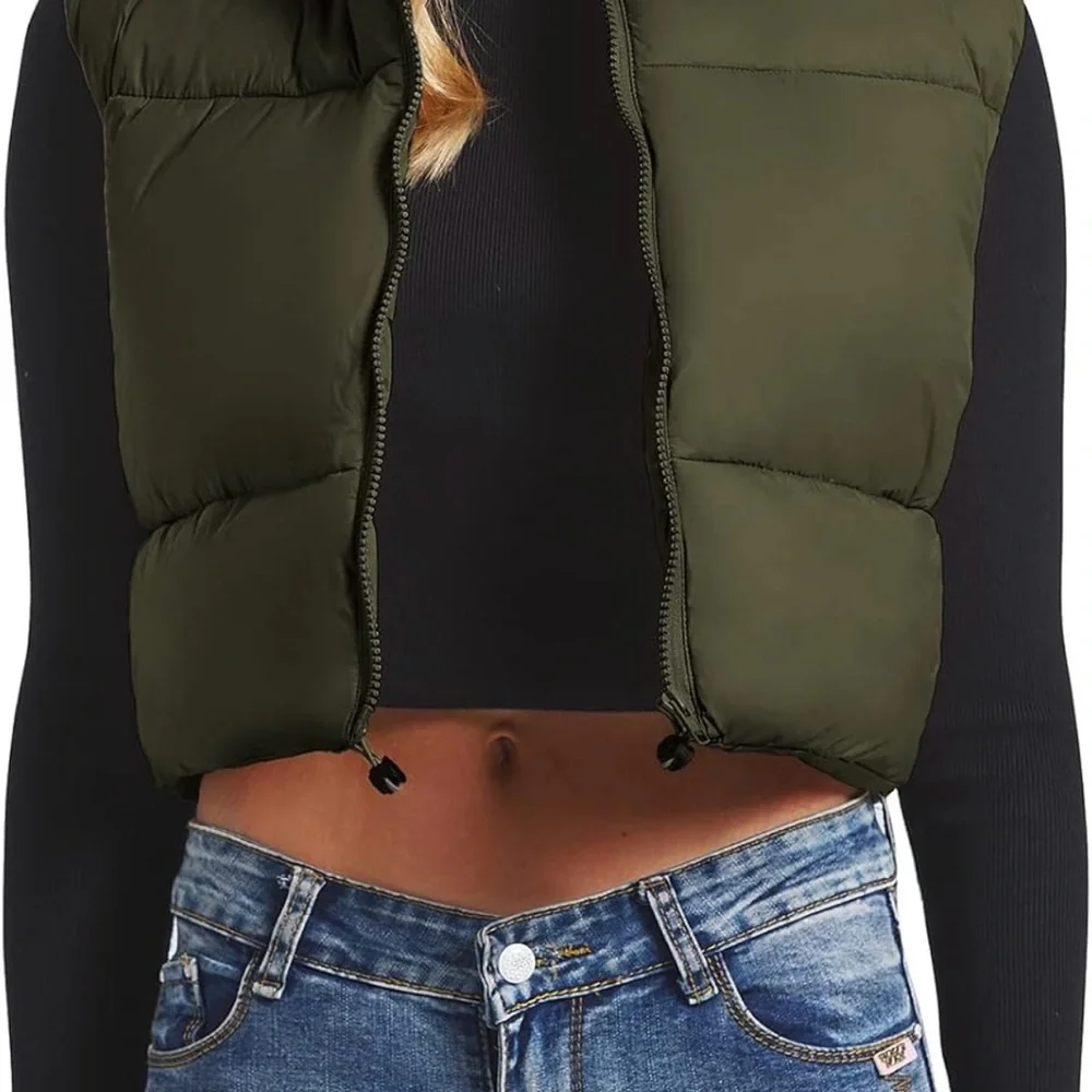 Olive Green Puffer Vest - Picture 4 of 5